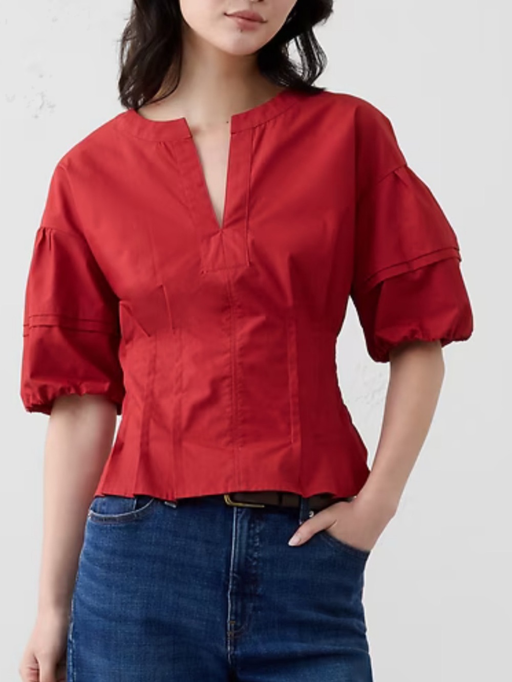 Banana Republic Rust Red V-Neck Top M